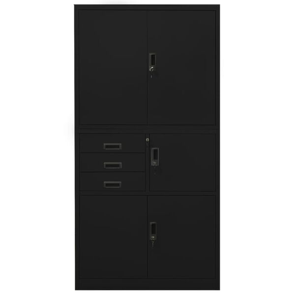 vidaXL Ντουλάπα Γραφείου Μαύρη 90 x 40 x 180 εκ. Ατσάλινη