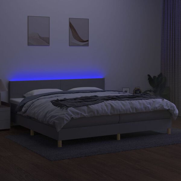 vidaXL &Kappa;&rho;&epsilon;&beta;ά&tau;&iota; Boxspring &mu;&epsilon; &Sigma;&tau;&rho;ώ&mu;&alpha; & LED &Alpha;&nu;.&Gamma;&kappa;&rho;&iota; 200x200&epsilon;&kappa;. &Upsilon;&phi;&alpha;&sigma;&mu;ά&tau;&iota;&nu;&omicron;