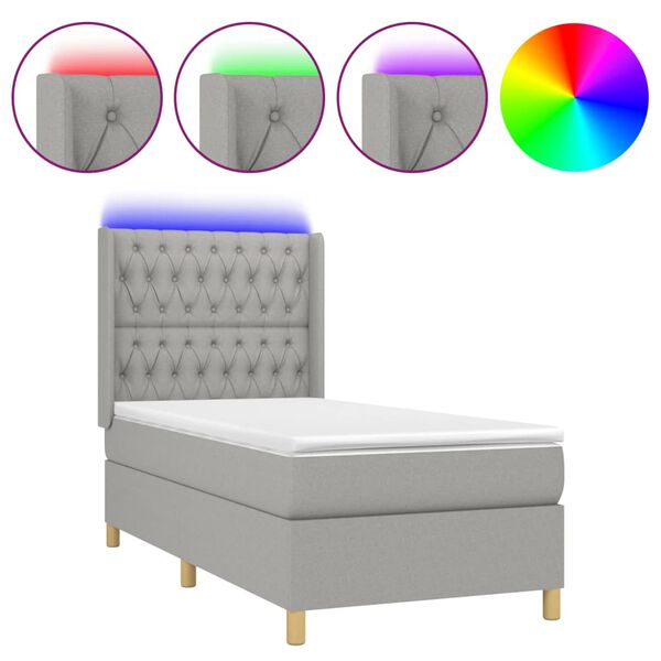 vidaXL &Kappa;&rho;&epsilon;&beta;ά&tau;&iota; Boxspring &mu;&epsilon; &Sigma;&tau;&rho;ώ&mu;&alpha; & LED &Alpha;&nu;.&Gamma;&kappa;&rho;&iota; 90x200 &epsilon;&kappa;. &Upsilon;&phi;&alpha;&sigma;&mu;ά&tau;&iota;&nu;&omicron;