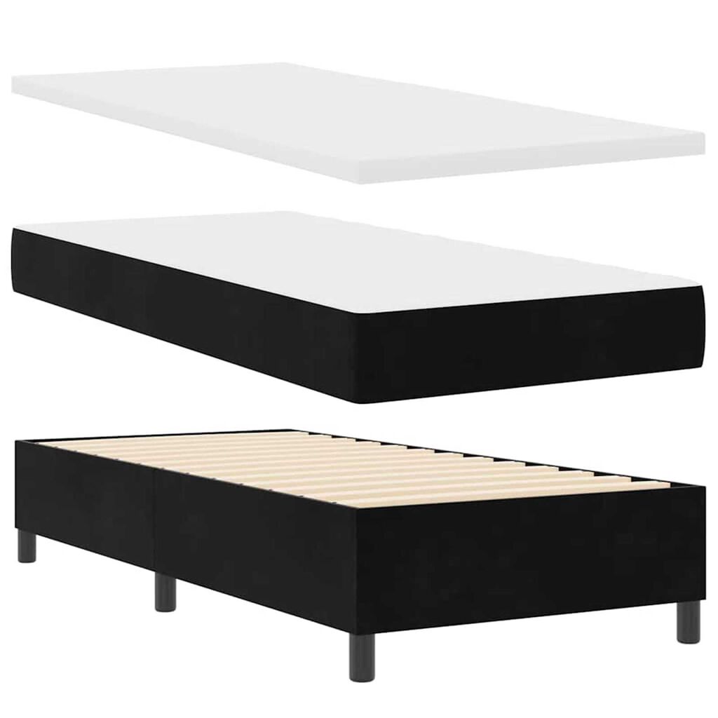 vidaXL Κρεβάτι με ελατήρια με στρώμα Μαύρο 100 x 200 cm Βελούδο