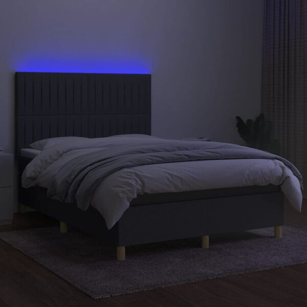 vidaXL &Kappa;&rho;&epsilon;&beta;ά&tau;&iota; Boxspring &mu;&epsilon; &Sigma;&tau;&rho;ώ&mu;&alpha; & LED &Sigma;&kappa;.&Gamma;&kappa;&rho;&iota; 140x190&epsilon;&kappa;. &Upsilon;&phi;&alpha;&sigma;&mu;ά&tau;&iota;&nu;&omicron;
