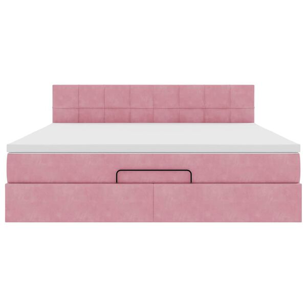 vidaXL Οθωμανικό κρεβάτι με στρώμα ροζ 180x200cm Velvet