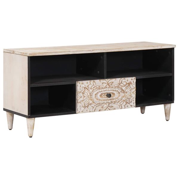 vidaXL &Nu;&tau;&omicron;&upsilon;&lambda;ά&pi;&iota; TV &mu;&epsilon; &rho;ά&phi;&iota; &Lambda;&epsilon;&upsilon;&kappa;ό 100 x 33,5 x 46 &epsilon;&kappa; &Sigma;&tau;&epsilon;&rho;&epsilon;ό &xi;ύ&lambda;&omicron; &mu;ά&nu;&gamma;&kappa;&omicron;