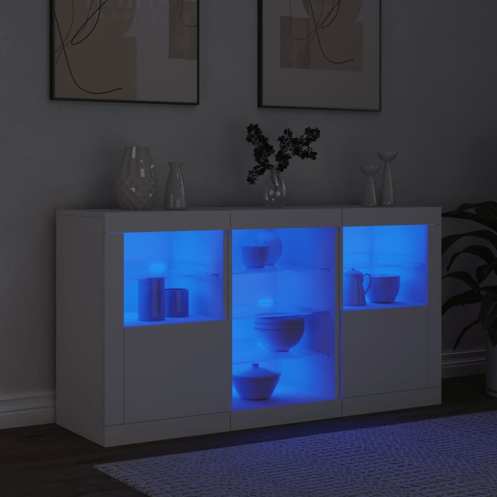 vidaXL Μπουφές με Φώτα LED Λευκός 123 x 37 x 67 εκ.