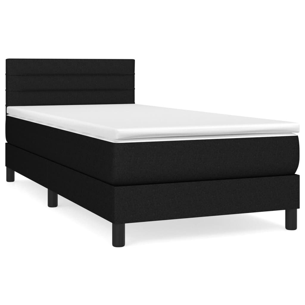 vidaXL Κρεβάτι Boxspring με Στρώμα Μαύρο 90x200 εκ. Υφασμάτινο