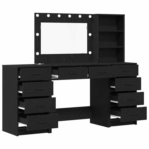 vidaXL Τραπέζι περιποίησης με συρτάρι 3 pcs Μαύρο 40 x 41 x 135 εκ.