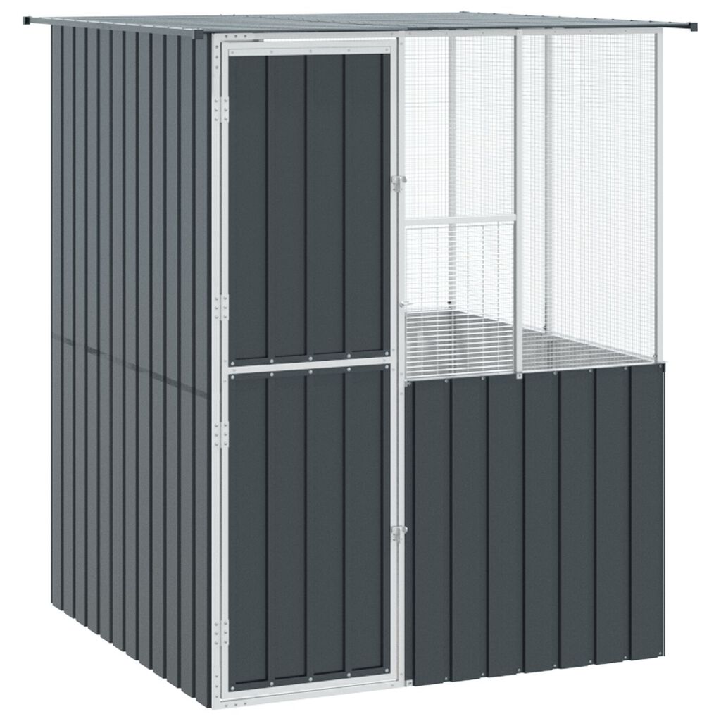 vidaXL Κλουβί Πουλιών Ανθρακί 215x78x200 εκ. Γαλβανισμένος Χάλυβας