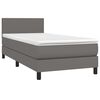 vidaXL Κρεβάτι Boxspring με Στρώμα Γκρι 100x200εκ. από Συνθετικό Δέρμα