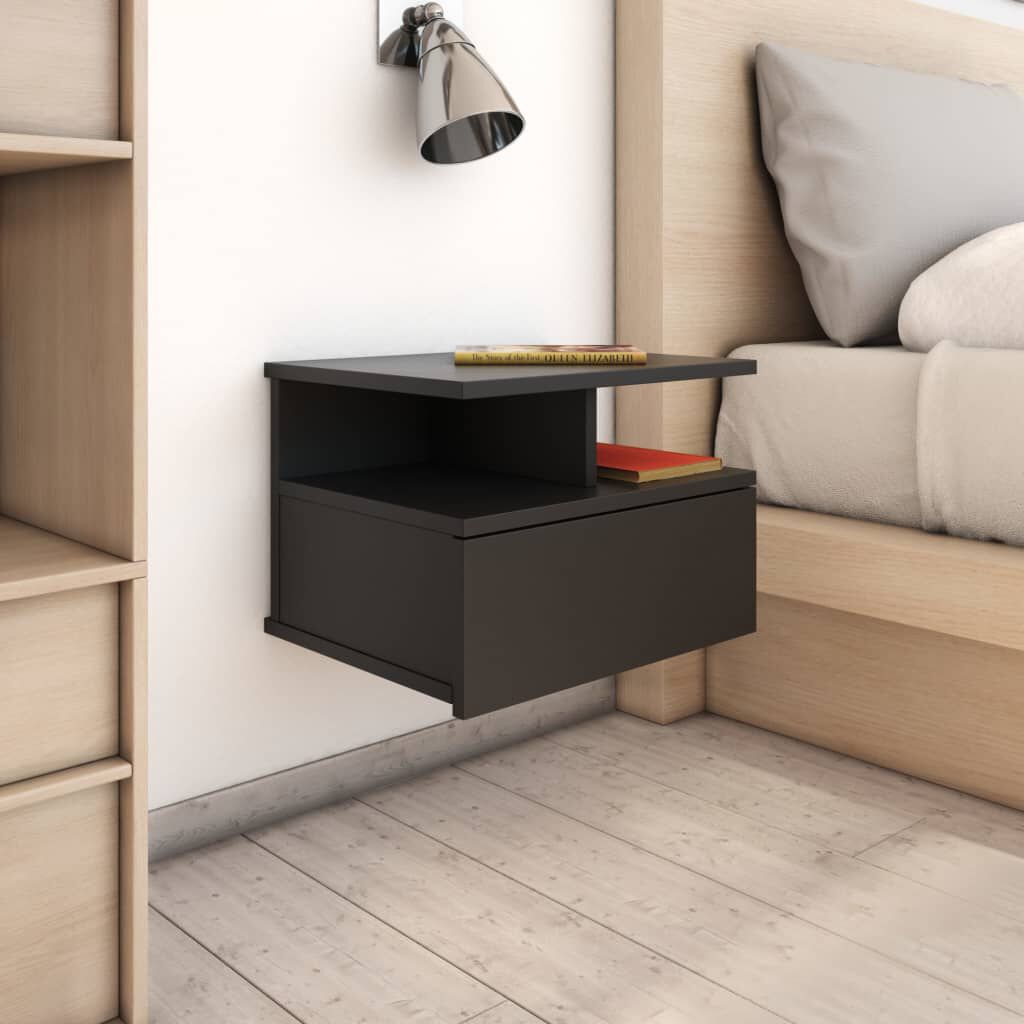 vidaXL Κομοδίνο Κρεμαστό Μαύρο 40 x 31 x 27 εκ. από Επεξεργασμένο Ξύλο
