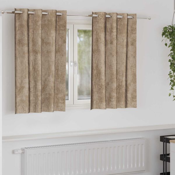 vidaXL Κουρτίνα με κουρτίνες 2 pcs Μπρονζέ 140 x 140 cm Βελούδο