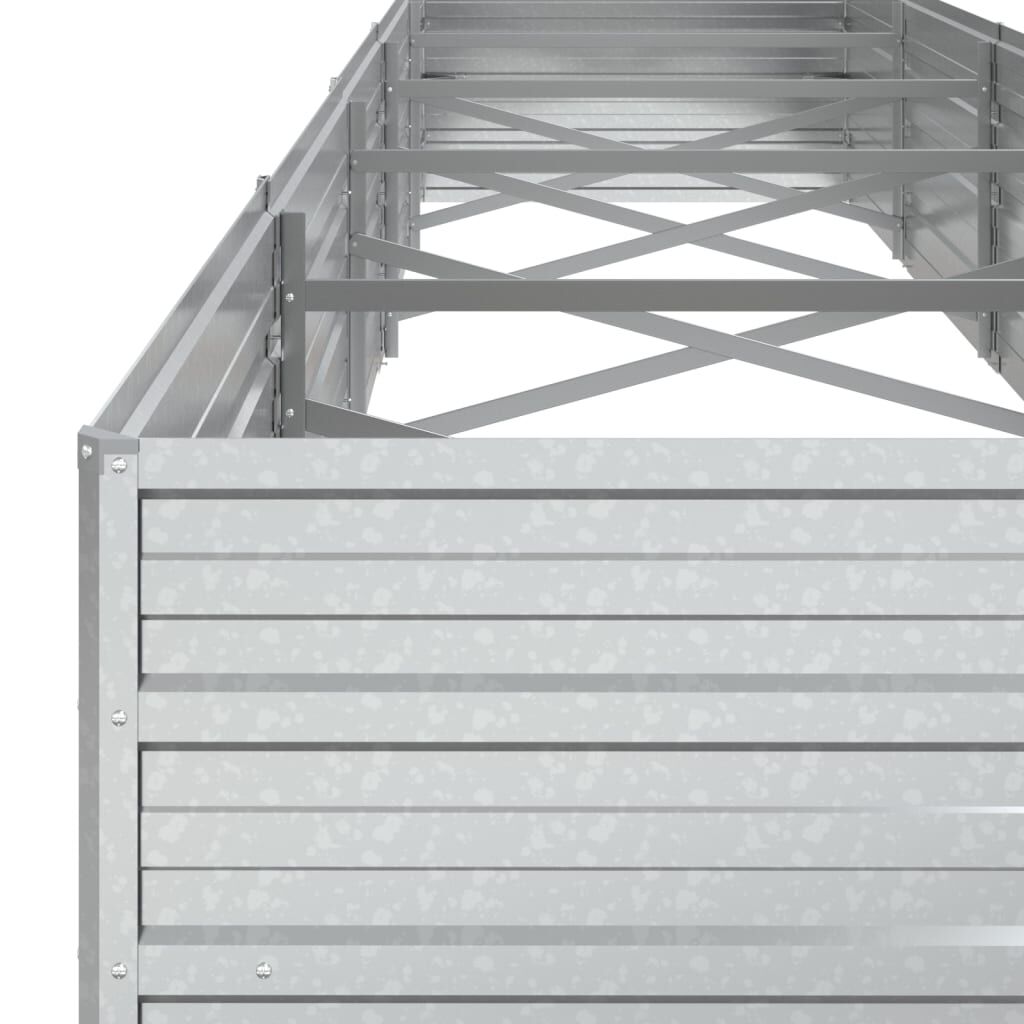 vidaXL Ζαρντινιέρα Υπερυψωμένη Ασημί 400x80x45 εκ. Γαλβανισμ. Χάλυβας