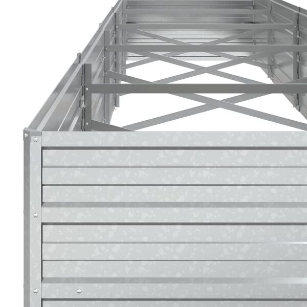 vidaXL Ζαρντινιέρα Υπερυψωμένη Ασημί 400x80x45 εκ. Γαλβανισμ. Χάλυβας