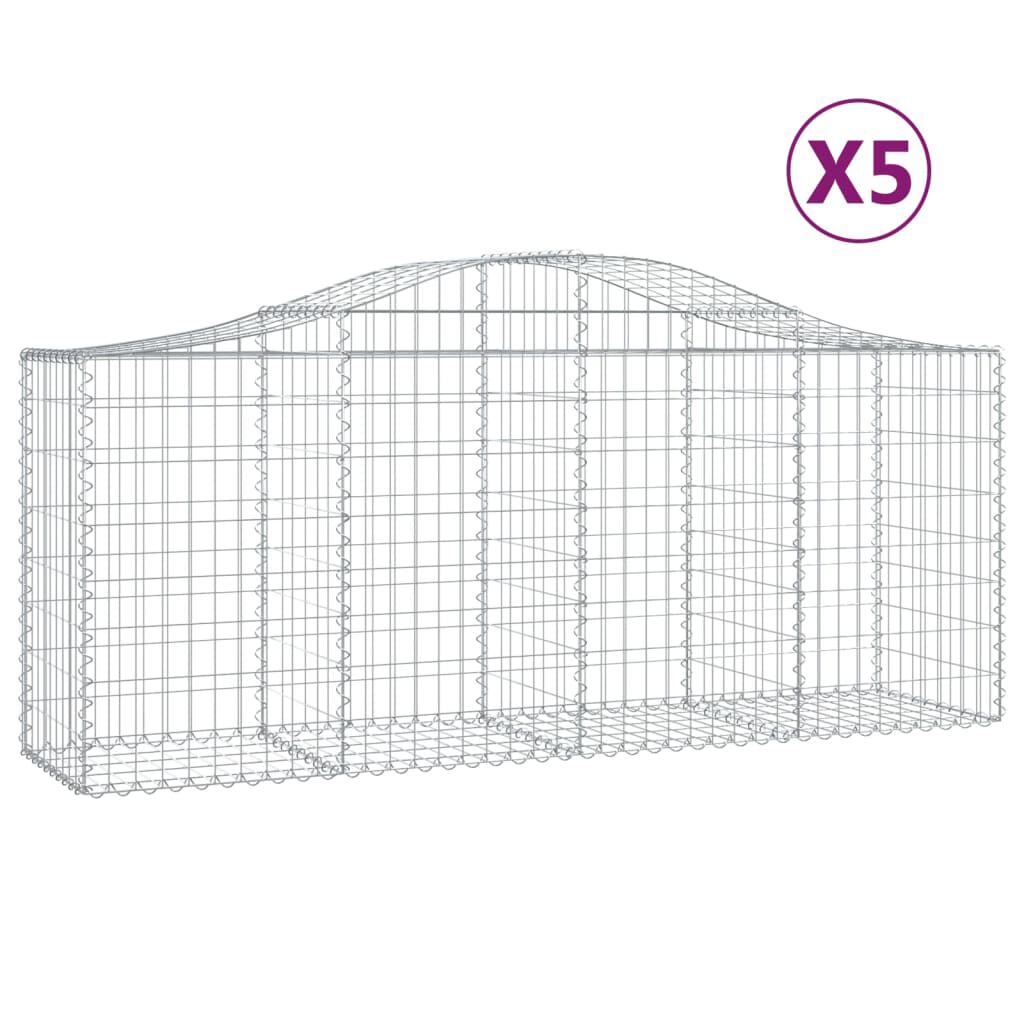 vidaXL Συρματοκιβώτια Τοξωτά 5 τεμ. 200x50x80/100 εκ. Γαλβαν. Ατσάλι