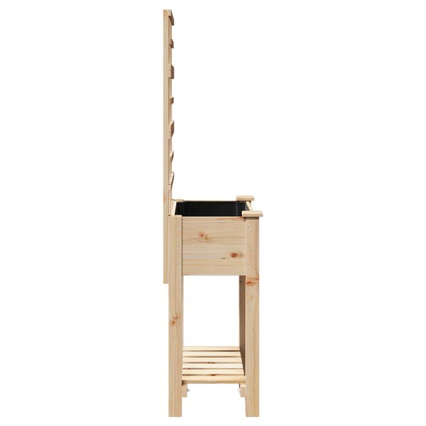 vidaXL Γλάστρα Κήπου με ράφι Μπεζ 71 x 38 x 152 εκ. Στερεό ξύλο έλατου