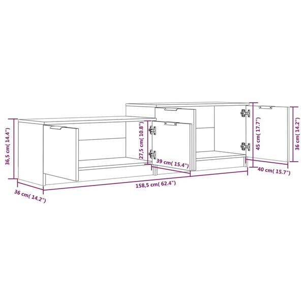 vidaXL Έπιπλο Τηλεόρασης Sonoma Δρυς 158,5x36x45 εκ. Επεξεργ. Ξύλο