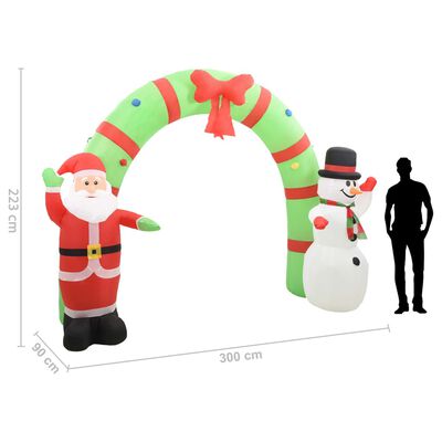 vidaXL Άγιος Βασίλης/Χιονάνθρωπος με Αψίδα Φουσκωτό με LED 223 εκ.