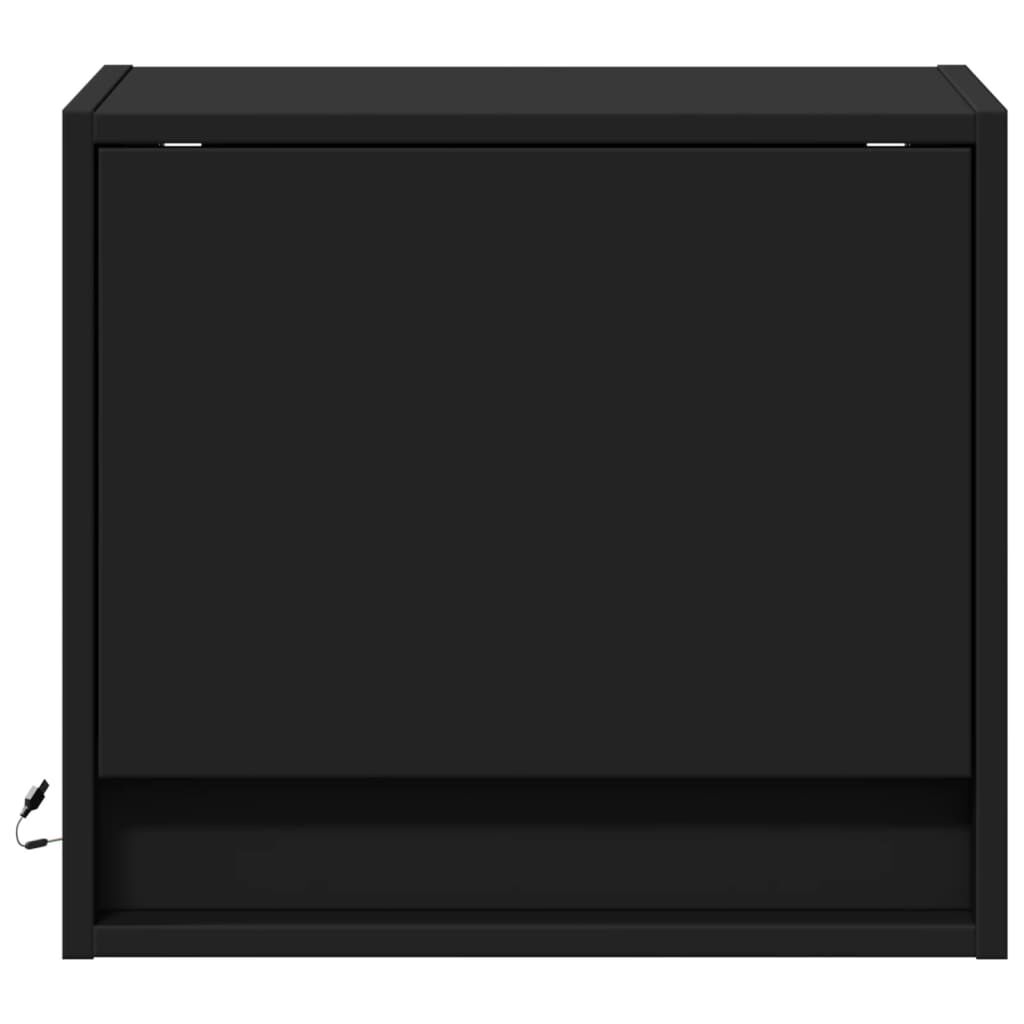 vidaXL Κομοδίνο Επιτοίχιο με Φώτα LED Μαύρο
