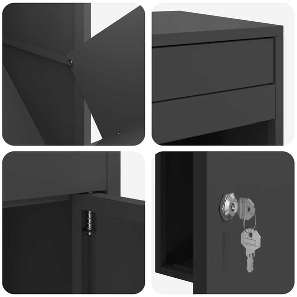 vidaXL Θυρίδα Πακέτων Μαύρο 41 x 38 x 103 εκ Ατσάλι