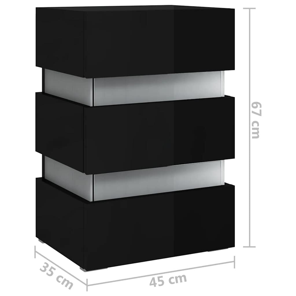 vidaXL Κομοδίνο με LED Γυαλιστερό Μαύρο 45x35x67 εκ. Επεξεργασμ. Ξύλο
