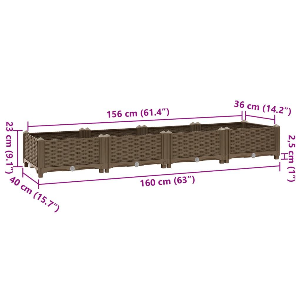 vidaXL Ζαρντινιέρα 160 x 40 x 23 εκ. από Πολυπροπυλένιο