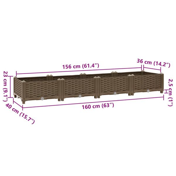 vidaXL Ζαρντινιέρα 160 x 40 x 23 εκ. από Πολυπροπυλένιο