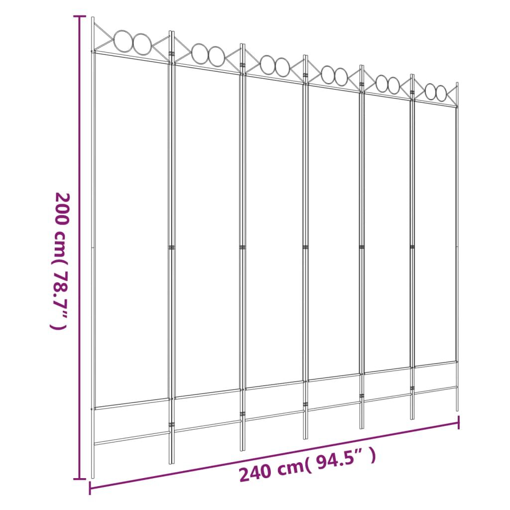 vidaXL Διαχωριστικό Δωματίου με 6 Πάνελ Λευκό 240x200 εκ. από Ύφασμα