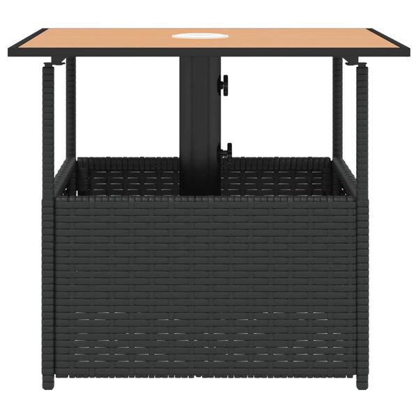 vidaXL Τραπέζι Κήπου με Οπή Ομπρέλας Μαύρο 55x55x46,5εκ. Συνθ. Ρατάν