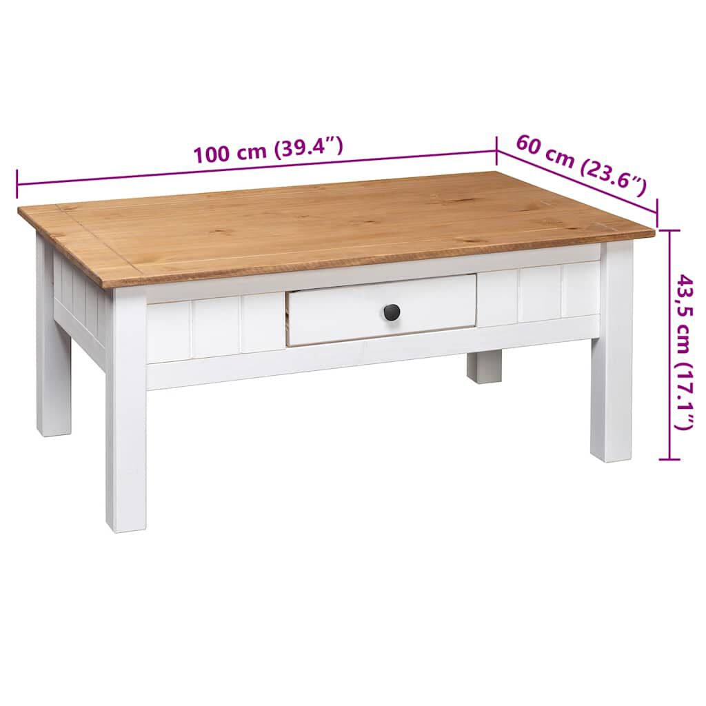 vidaXL Τραπεζάκι Σαλονιού Λευκό 100x60x45 εκ. Μασίφ Πεύκο Σειρά Panama