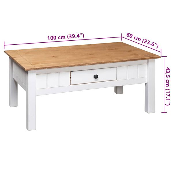 vidaXL Τραπεζάκι Σαλονιού Λευκό 100x60x45 εκ. Μασίφ Πεύκο Σειρά Panama