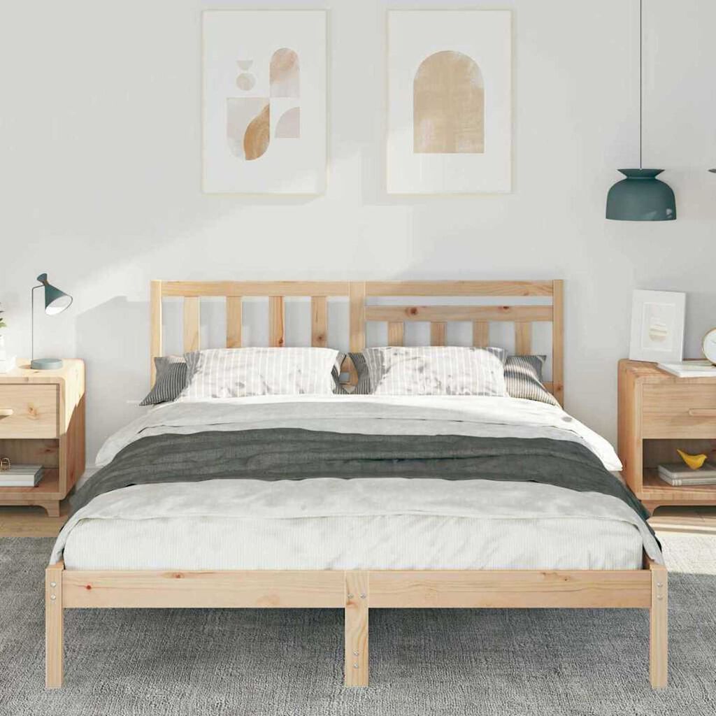 vidaXL Σκελετός Κρεβατιού Καφέ 160 x 200 cm Μασίφ ξύλο πεύκου