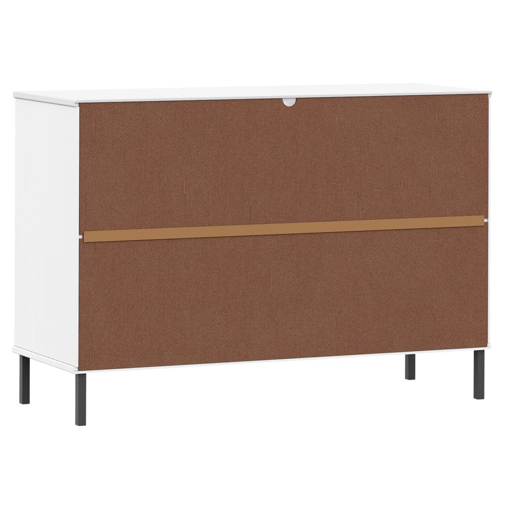vidaXL Ντουλάπι OSLO Λευκό 113x40x77 εκ. Μασίφ Ξύλο με Μετ. Πόδια