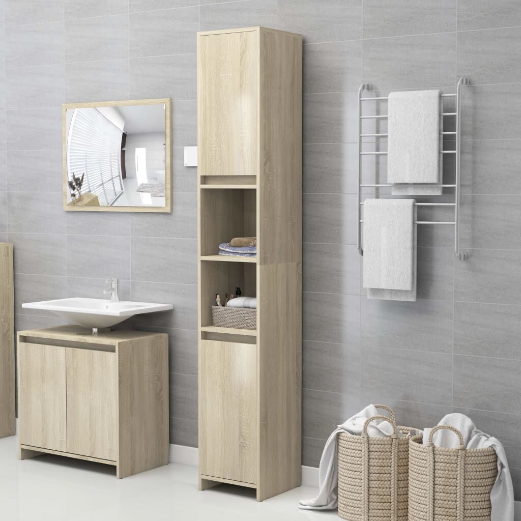 vidaXL Στήλη Μπάνιου Γκρι του Σκυροδέματος 30x30x183,5 εκ. Επεξ. Ξύλο