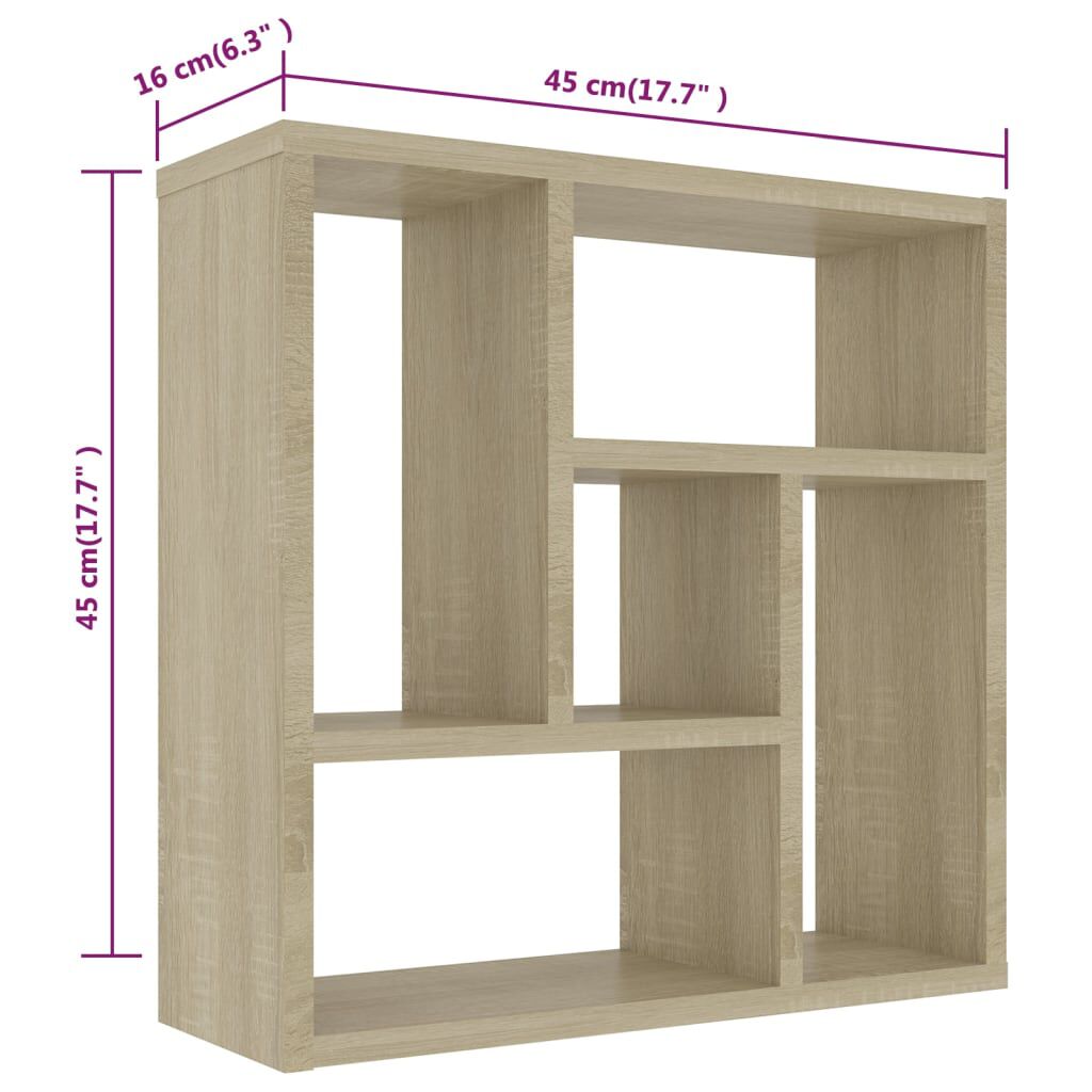 vidaXL Ραφιέρα Τοίχου Sonoma Δρυς 45,1 x 16 x 45,1 εκ. από Επεξ. Ξύλο