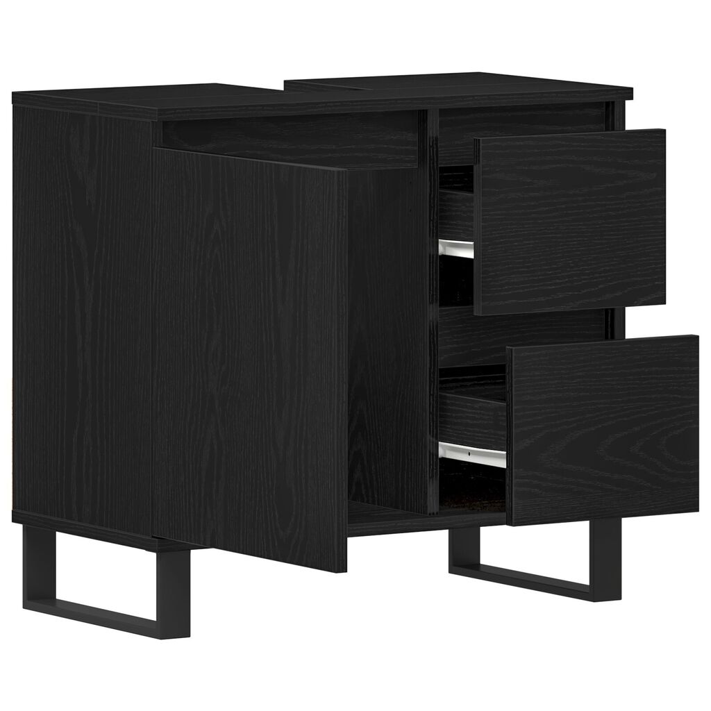 vidaXL Ντουλάπι Λεκάνης Μπάνιου Μαύρη Δρυς 65x33x60 εκ Επεξεργασμένο ξύλο