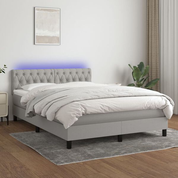 vidaXL &Kappa;&rho;&epsilon;&beta;ά&tau;&iota; Boxspring &mu;&epsilon; &Sigma;&tau;&rho;ώ&mu;&alpha; & LED &Alpha;&nu;.&Gamma;&kappa;&rho;&iota; 140x200 &epsilon;&kappa; &Upsilon;&phi;&alpha;&sigma;&mu;ά&tau;&iota;&nu;&omicron;