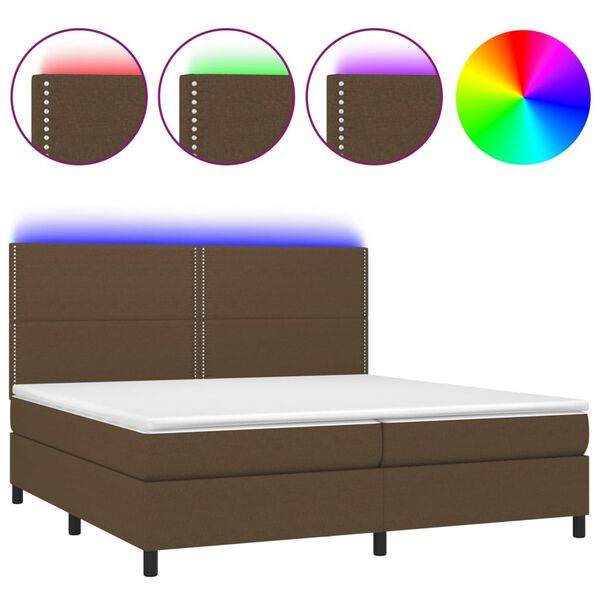 vidaXL &Kappa;&rho;&epsilon;&beta;ά&tau;&iota; Boxspring &mu;&epsilon; &Sigma;&tau;&rho;ώ&mu;&alpha; & LED &Sigma;&kappa;.&Kappa;&alpha;&phi;έ 200x200&epsilon;&kappa;. &Upsilon;&phi;&alpha;&sigma;&mu;ά&tau;&iota;&nu;&omicron;