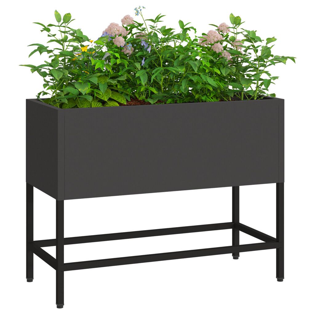 vidaXL Ανανεώσιμος Κήπος Υψηλής Διέλευσης 60x26x45 εκ Μαύρο Ατσάλι