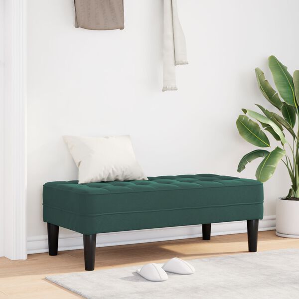 vidaXL Παγκάκι Σκούρο Πράσινο 113 x 57 x 39 εκ. Βελούδο