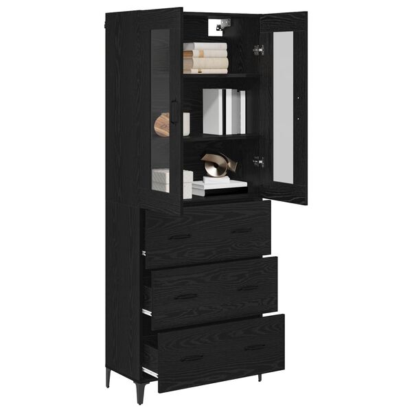 vidaXL Highboard &Mu;&alpha;ύ&rho;&eta; &Omicron;&xi;&upsilon;ά 69,5 x 34 x 180 &epsilon;&kappa;. &Epsilon;&pi;&epsilon;&xi;&epsilon;&rho;&gamma;&alpha;&sigma;&mu;έ&nu;&omicron; &xi;ύ&lambda;&omicron;