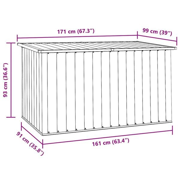 vidaXL Μπαούλο Αποθήκευσης Κήπου Ανθρακί 171 x 99 x 93 εκ.