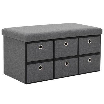 vidaXL Πάγκος Αποθήκευσης Σκούρο Γκρι 76x38x38 εκ. Συνθετικό Λινό