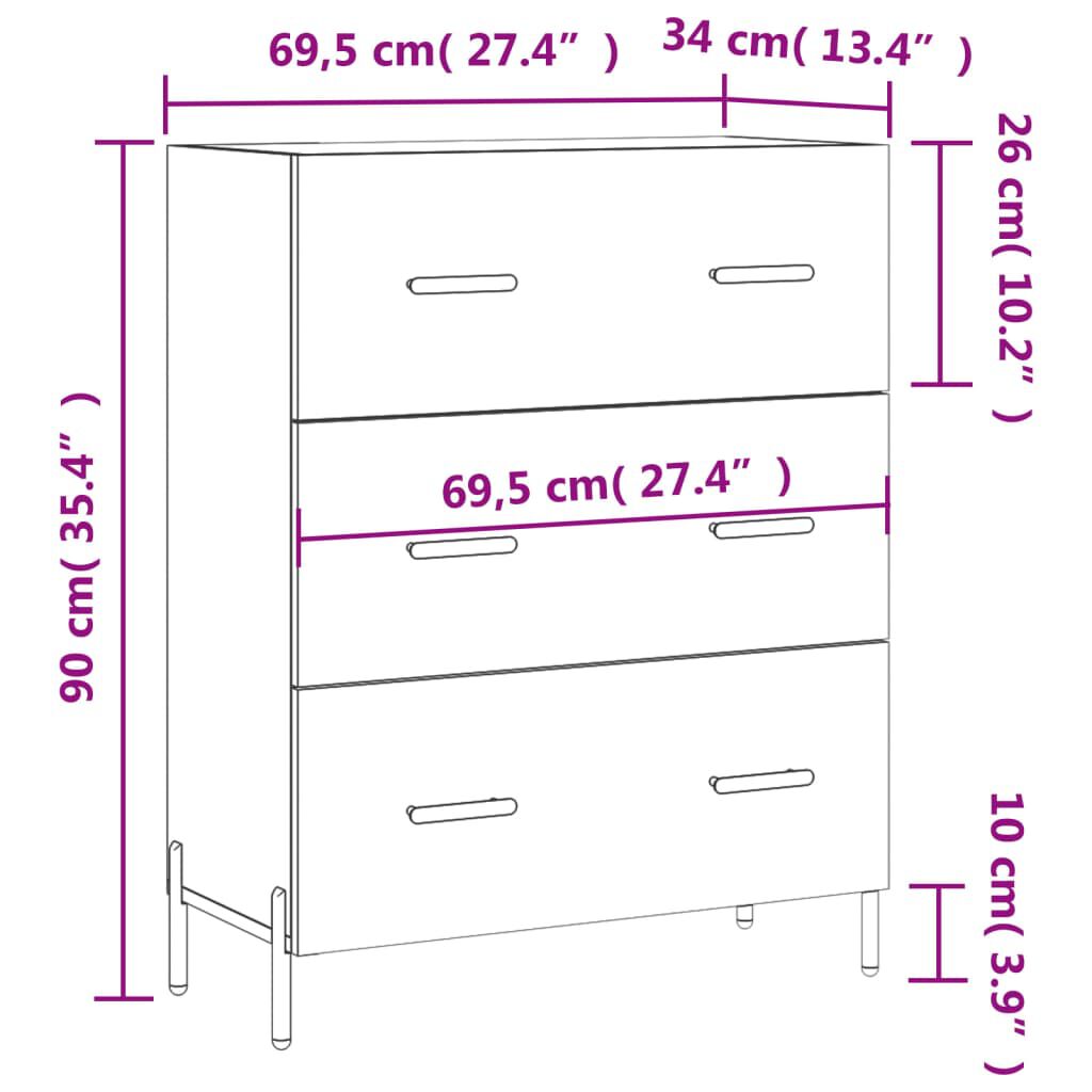 vidaXL Ντουλάπι Καπνιστή Δρυς 69,5 x 34 x 90 εκ. Επεξεργασμένο Ξύλο