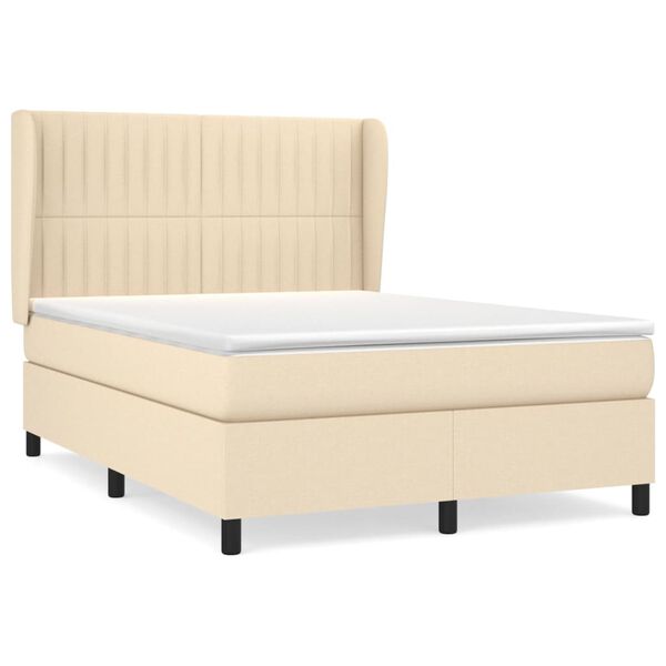 vidaXL &Kappa;&rho;&epsilon;&beta;ά&tau;&iota; Boxspring &mu;&epsilon; &Sigma;&tau;&rho;ώ&mu;&alpha; &Kappa;&rho;&epsilon;&mu; 140x200 &epsilon;&kappa;. &Upsilon;&phi;&alpha;&sigma;&mu;ά&tau;&iota;&nu;&omicron;