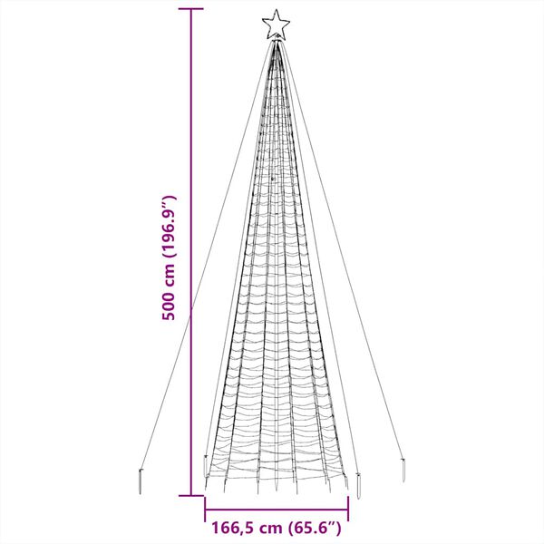 vidaXL Χριστουγεννιάτικο δέντρο LED με καρφιά 1534 LED μπλε 500 εκ.