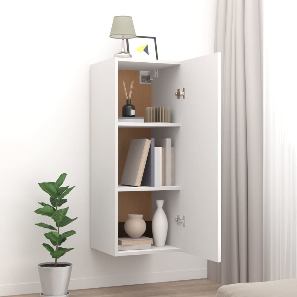 vidaXL Ντουλάπι Τοίχου Κρεμαστό Λευκό 34,5x34x90 εκ Επεξεργασμένο Ξύλο