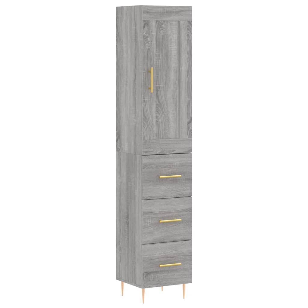 vidaXL Μπουφές Sonoma Γκρι 34,5 x 34 x 180 εκ. από Επεξεργασμένο Ξύλο