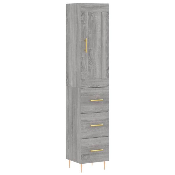 vidaXL Μπουφές Sonoma Γκρι 34,5 x 34 x 180 εκ. από Επεξεργασμένο Ξύλο