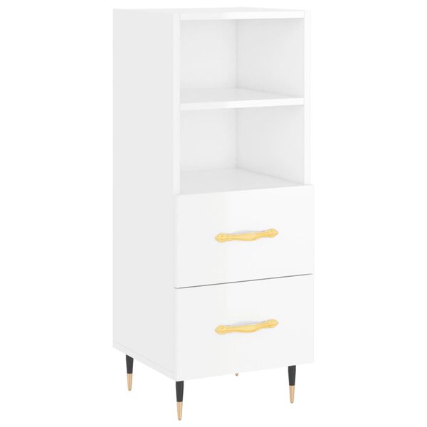 vidaXL Ντουλάπι Γυαλιστερό Λευκό 34,5x34x90 εκ. Επεξεργασμένο Ξύλο