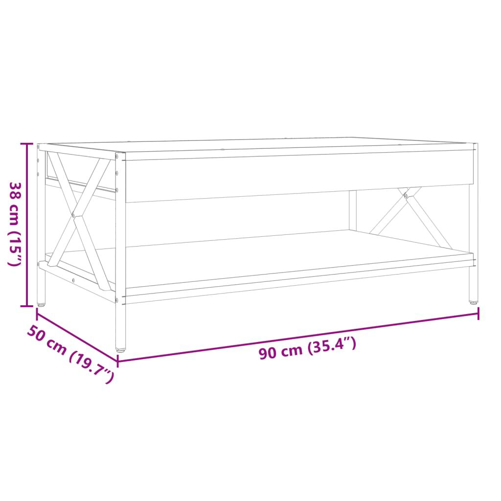 vidaXL Τραπεζάκι Σαλονιού Infinity LED Μαύρο 90x50x38 εκ.