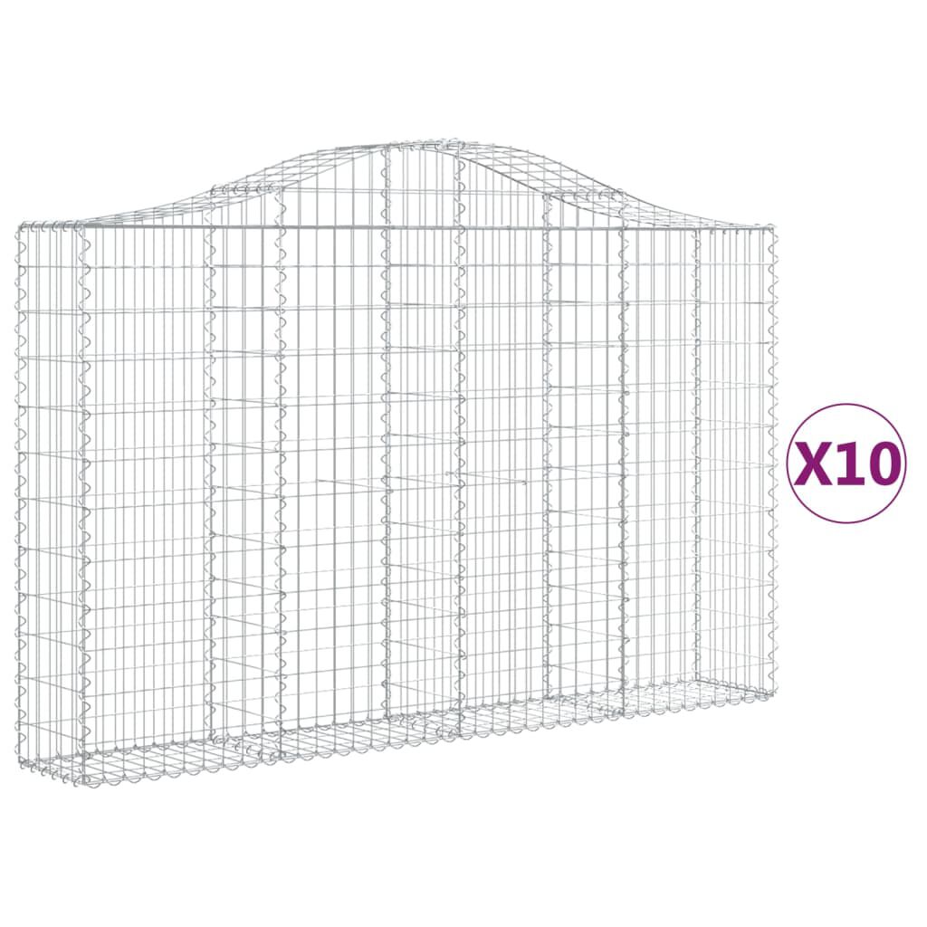 vidaXL Συρματοκιβώτια Τοξωτά 10 τεμ. 200x30x120/140 εκ. Γαλβαν. Ατσάλι